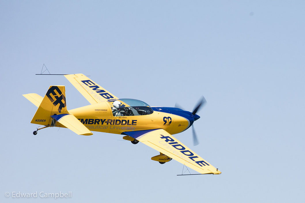 Pilot Matt Chapman flies for Embry-Riddle Aeronautical University at the Cleveland National Airshow.