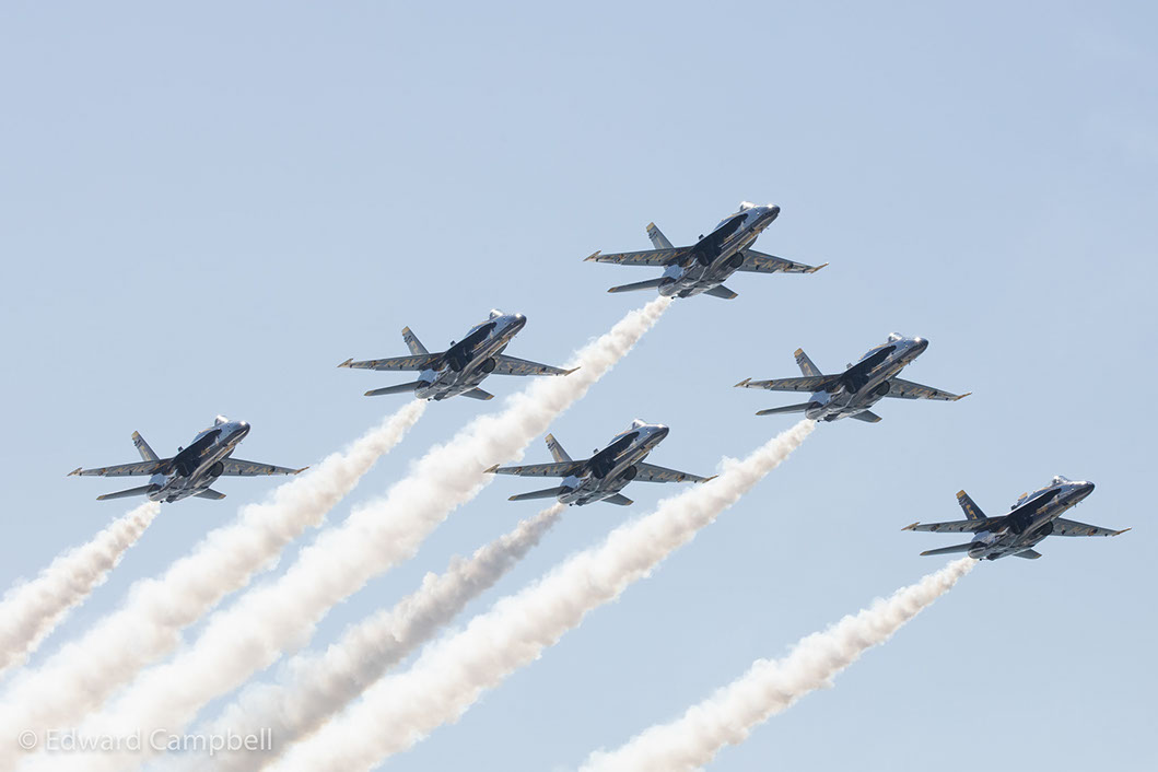 The Blue Angels Delta as the US Navy Blue Angels perform at the 2016 Cleveland National Airshow