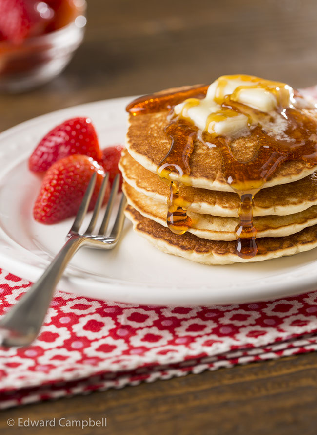 Photography of pancakes for a cookbook concept.