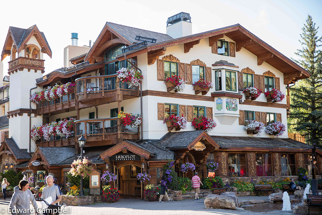 The Residences at Bell Tower sit above Lancelot Restaurant in Vail, Colorado